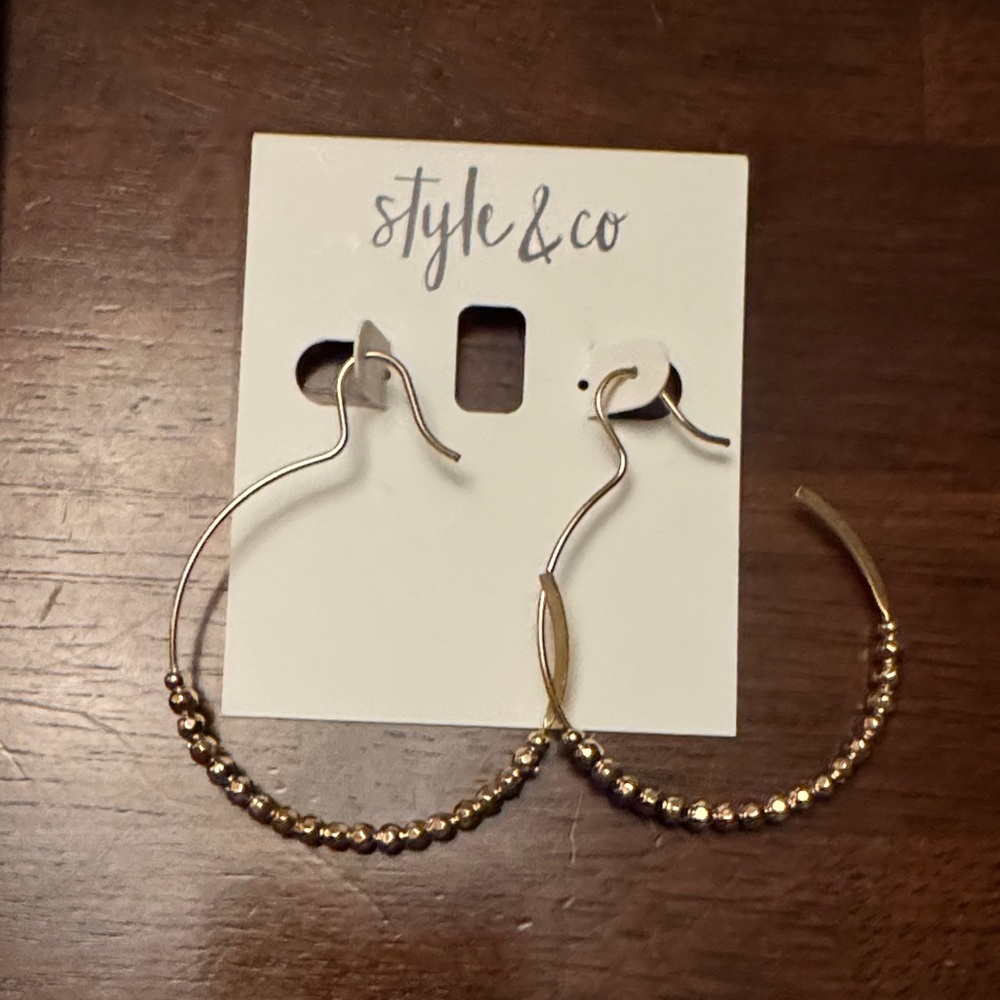 Style & Co Gold-Tone Beaded Hoop Earrings